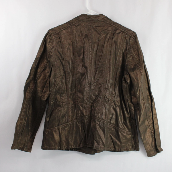 Coldwater Creek Jacket Women's Size P10 Snap Closure Iridescent Brown Pockets