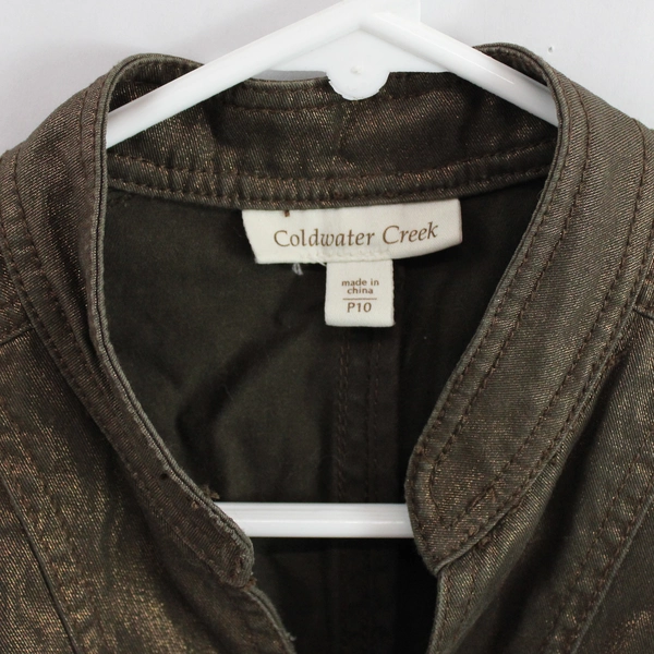 Coldwater Creek Jacket Women's Size P10 Snap Closure Iridescent Brown Pockets