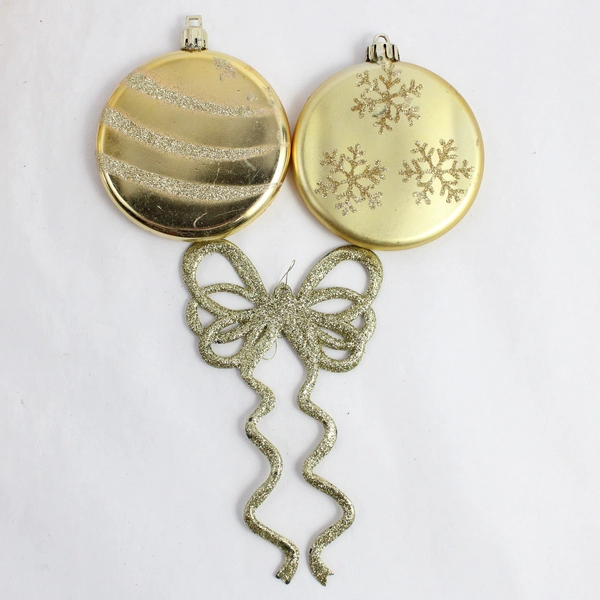 Lot of 14 Gold Christmas Ornaments Assorted Sizes And Shapes