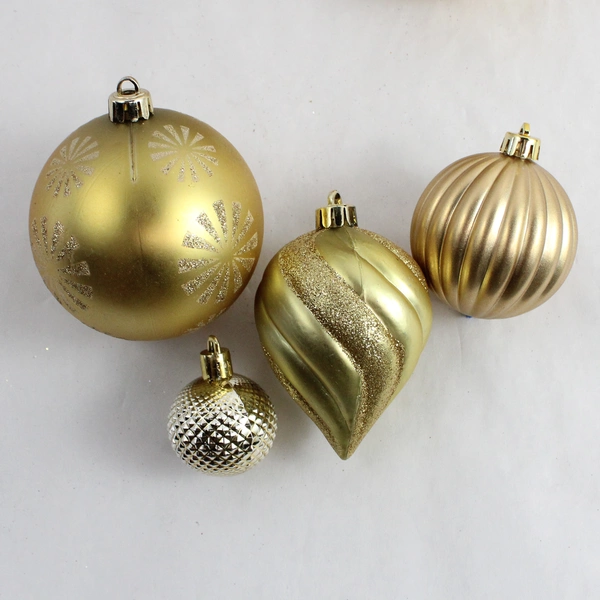 Lot of 14 Gold Christmas Ornaments Assorted Sizes And Shapes