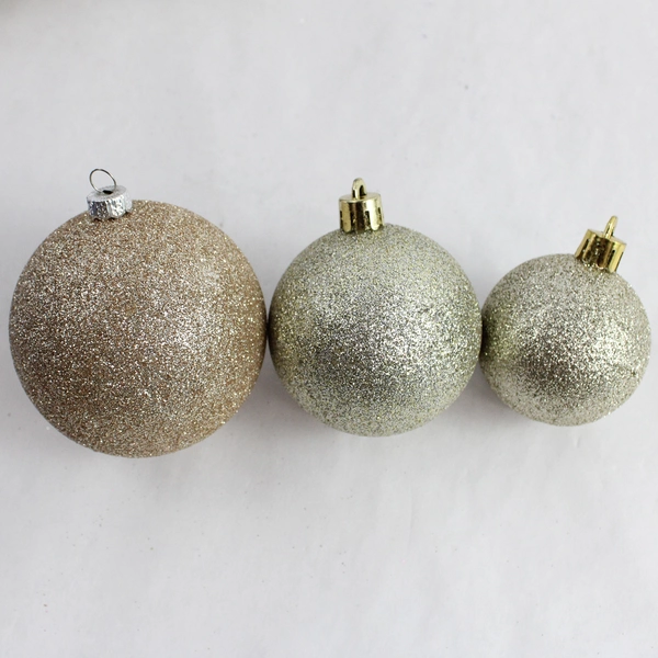 Lot of 9 Silver Glitter Champagne Christmas Ball Ornaments Assorted Sizes 