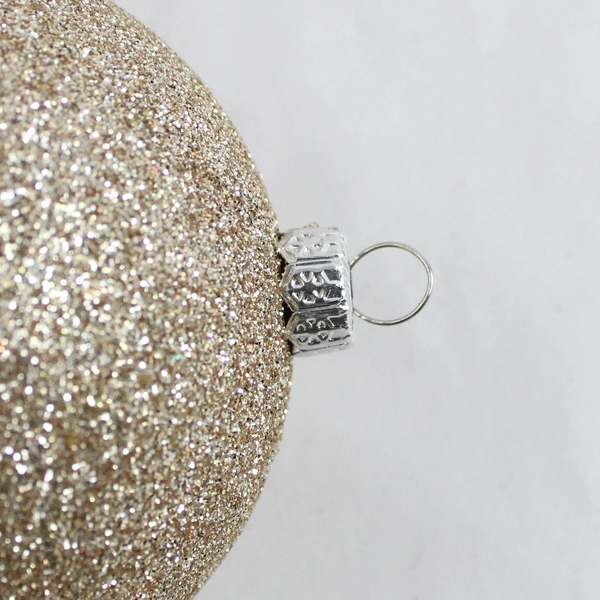 Lot of 9 Silver Glitter Champagne Christmas Ball Ornaments Assorted Sizes 
