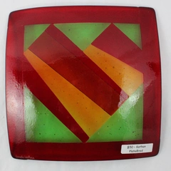 Jenelle Kathan Moonbeam Glass Works Decorative Square Plate Red & Green