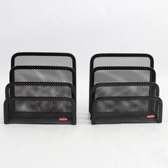 Lot of 2 Rubbermaid 4 Tier Black Metal Mesh Desk Mail Organizer Paper Sorter