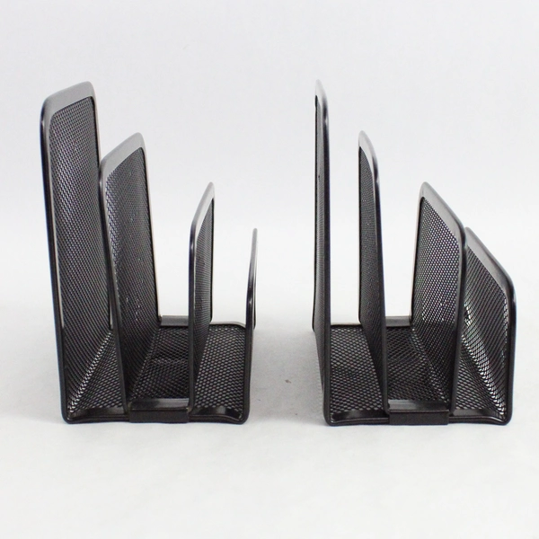 Lot of 2 Rubbermaid 4 Tier Black Metal Mesh Desk Mail Organizer Paper Sorter