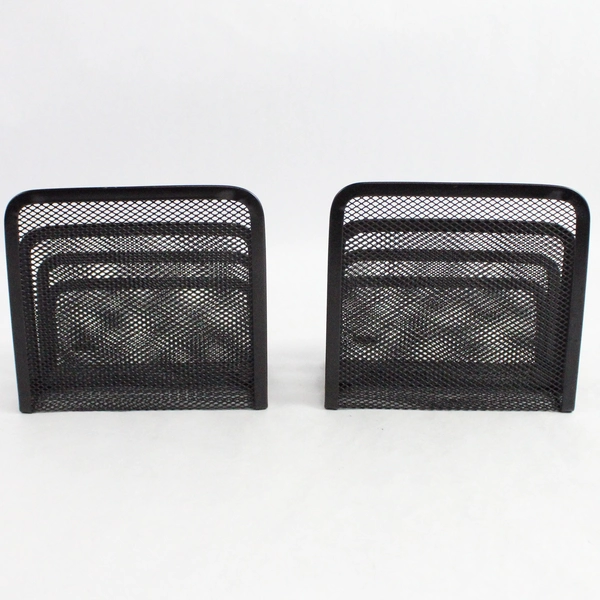 Lot of 2 Rubbermaid 4 Tier Black Metal Mesh Desk Mail Organizer Paper Sorter