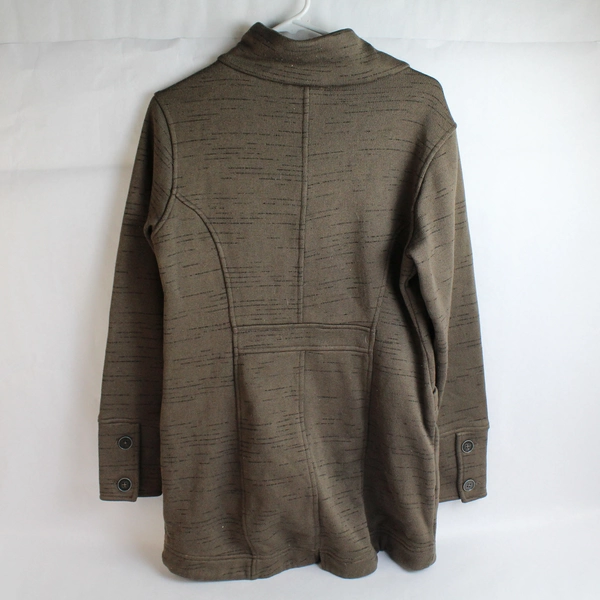 Avalanche Women's Brown Black Button Up Long Sleeve Collared Coat Jacket Size L