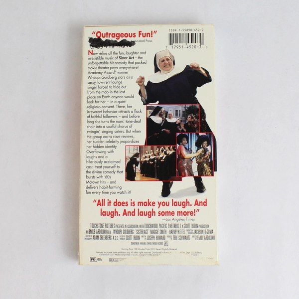 Sister Act VHS Tape Whoopi Goldberg 1992 Touchstone Home Video