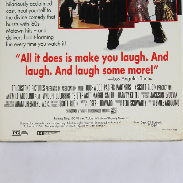 Sister Act VHS Tape Whoopi Goldberg 1992 Touchstone Home Video