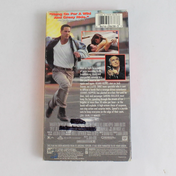 Speed VHS Movie 1994 20th Century Fox Keanu Reeves Sandra Bullock