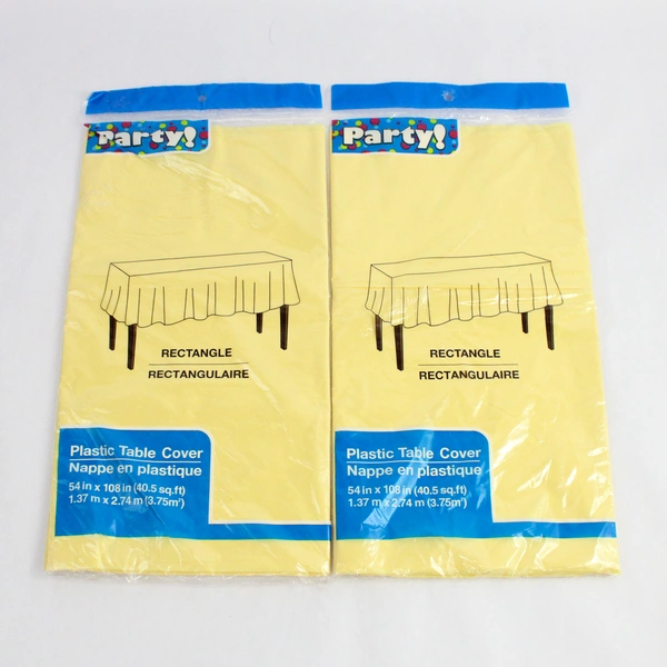 Set of 2 Greenbrier International Yellow Disposable Table Covers 54" x 108"