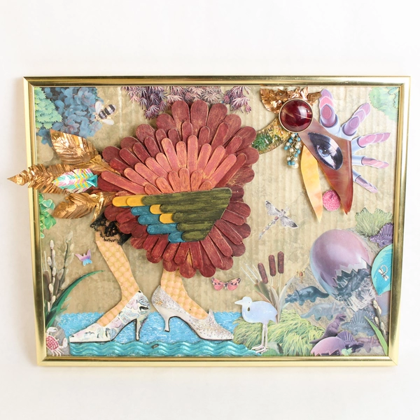 An Odd Bird Indeed by Carla Talbot 2002 Multimedia Collage Wall Art