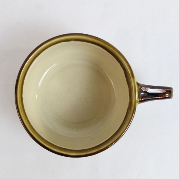 Lot of 3 Stoneware Glazed Brown Green Beige Soup Mugs Bowls Varying Sizes