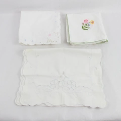 Lot Of 3 Fabric Pieces Fabric Cutters Quilting Crafting Embroidered Accents