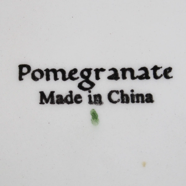 Set Of 2 Hand-Painted Pomegranate Plates 8.25" Green With Fruit Design