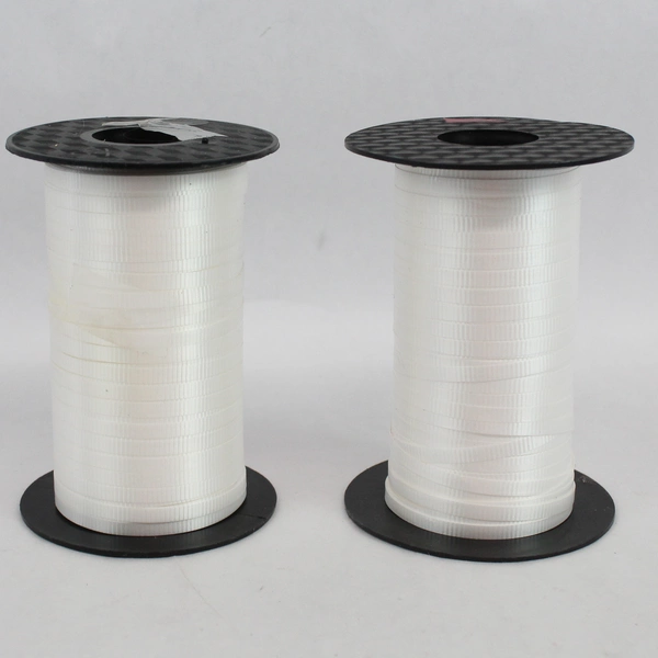 Lot of 4 Partially Used Blue and White Curling Ribbon Rolls