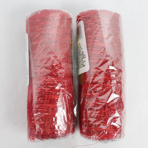 Lot of 4 New Decorative Mesh Ribbon Rolls in Red Purple and White