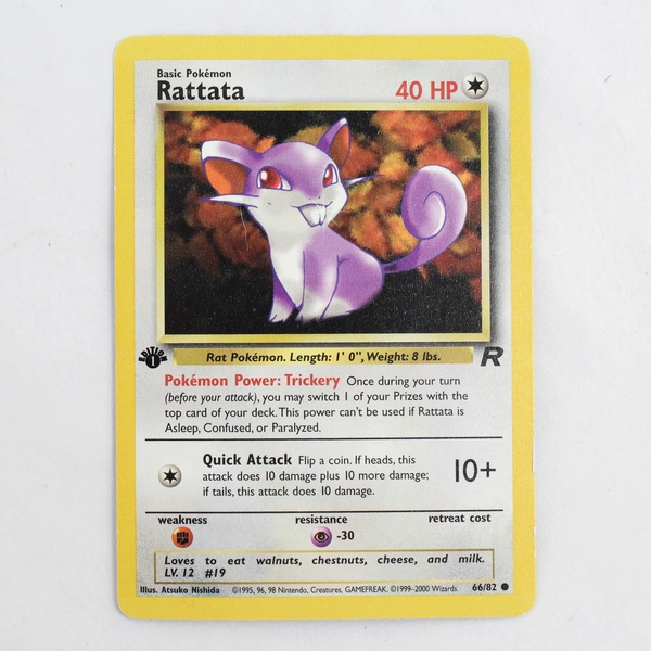 Vintage Rattata (Rat) Non-Holo Pokemon Trading Card 66/82 1998 Trickery Power