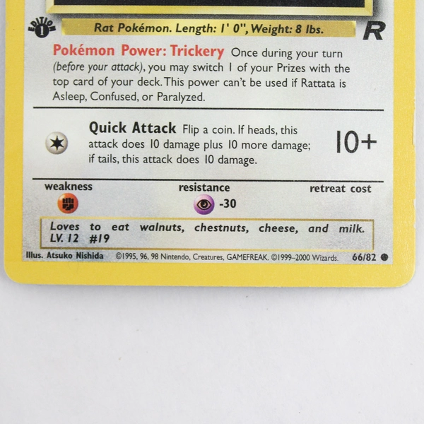 Vintage Rattata (Rat) Non-Holo Pokemon Trading Card 66/82 1998 Trickery Power