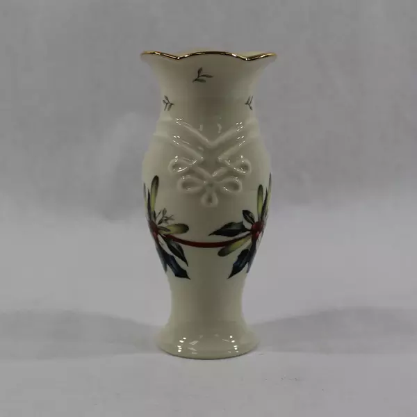 Lenox Winter Greetings Bud Vase Holly Berries 5" Christmas Table Décor