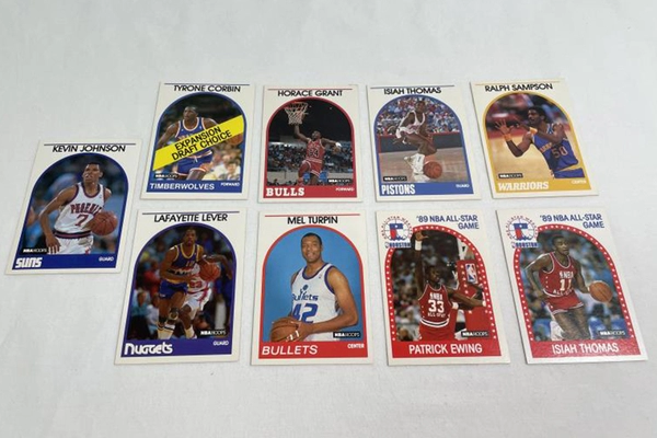 Lot of 8 NBA Hoops Basketball Cards 1989-1990 Patrick Ewing Isiah Thomas