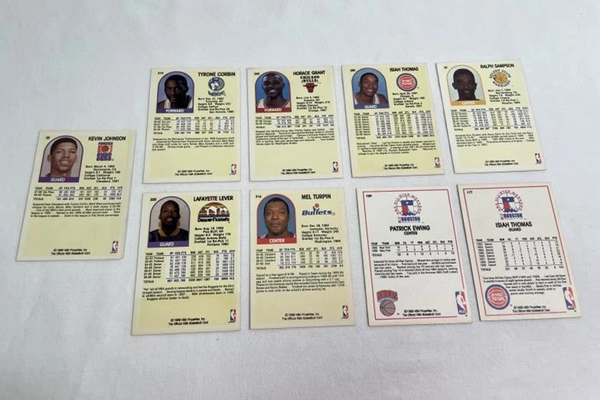 Lot of 8 NBA Hoops Basketball Cards 1989-1990 Patrick Ewing Isiah Thomas