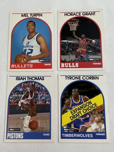 Lot of 8 NBA Hoops Basketball Cards 1989-1990 Patrick Ewing Isiah Thomas