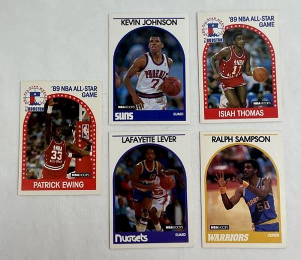 Lot of 8 NBA Hoops Basketball Cards 1989-1990 Patrick Ewing Isiah Thomas