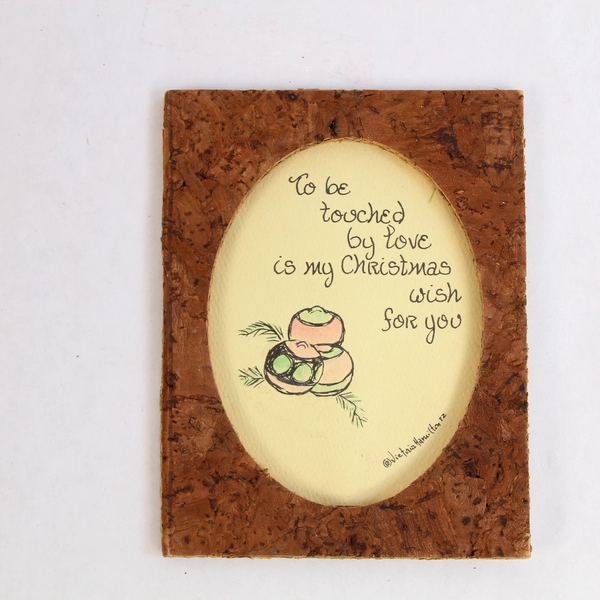 Lot of 2 Vintage Victoria Hamilton 1972 Christmas Blue Heron Cork Frames