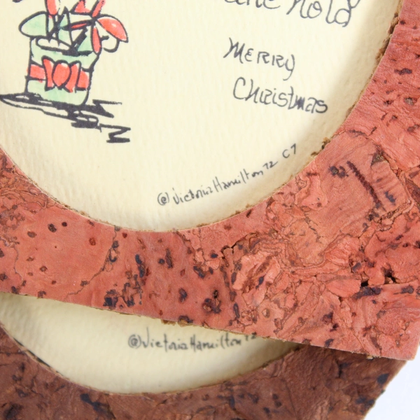 Lot of 2 Vintage Victoria Hamilton 1972 Christmas Blue Heron Cork Frames