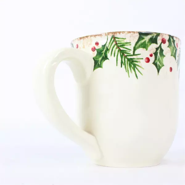 Pier 1 Winter Wonders Christmas Tree Coffee Mug 12oz Holly Red Berries
