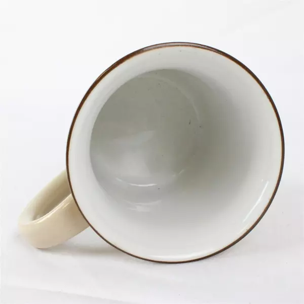 Handcrafted 12oz Tan Ceramic Coffee Mug with Hand Painted Grass and Lily 