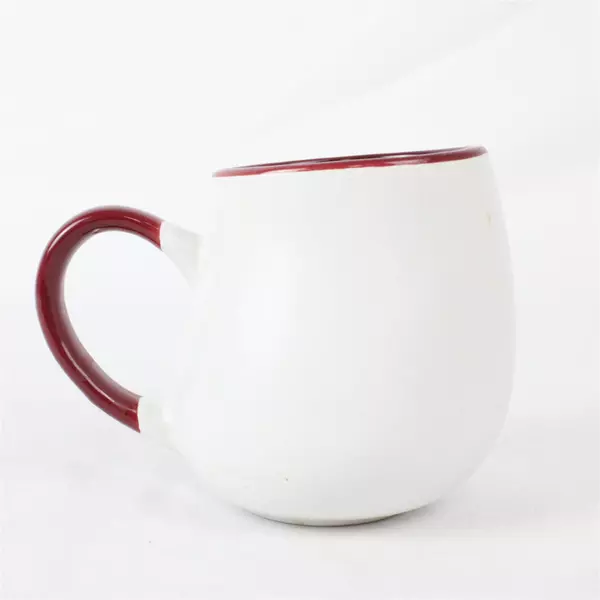 Asymmetric White Brick Red Ceramic Coffee Mug Floral Crest Coffee Print