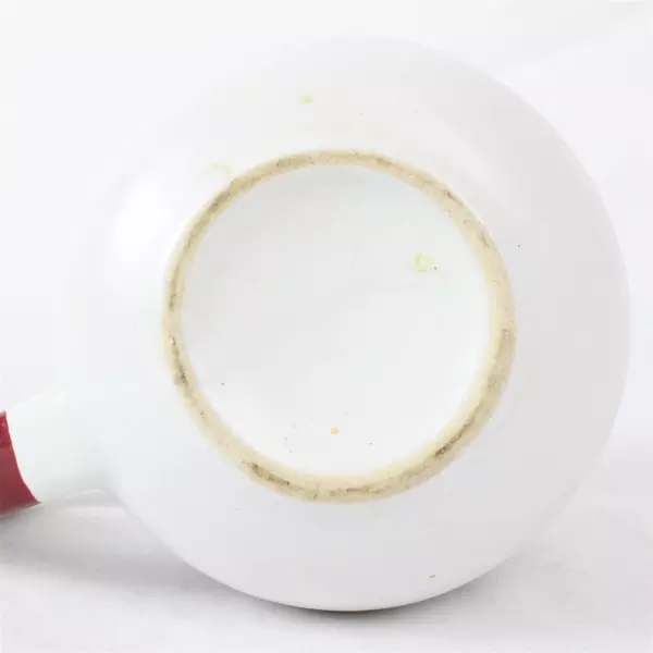 Asymmetric White Brick Red Ceramic Coffee Mug Floral Crest Coffee Print