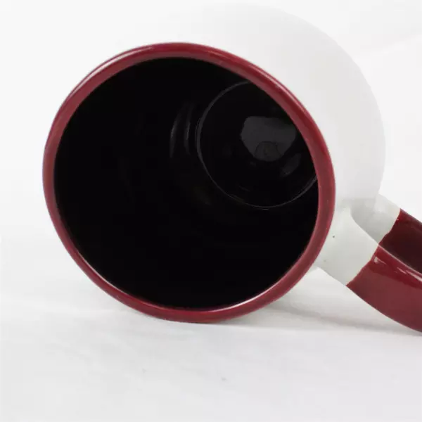 Asymmetric White Brick Red Ceramic Coffee Mug Floral Crest Coffee Print