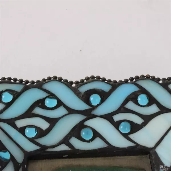 Party Lite Spring Water Blue Stained Glass Square Mosaic Pillar Candle Holder