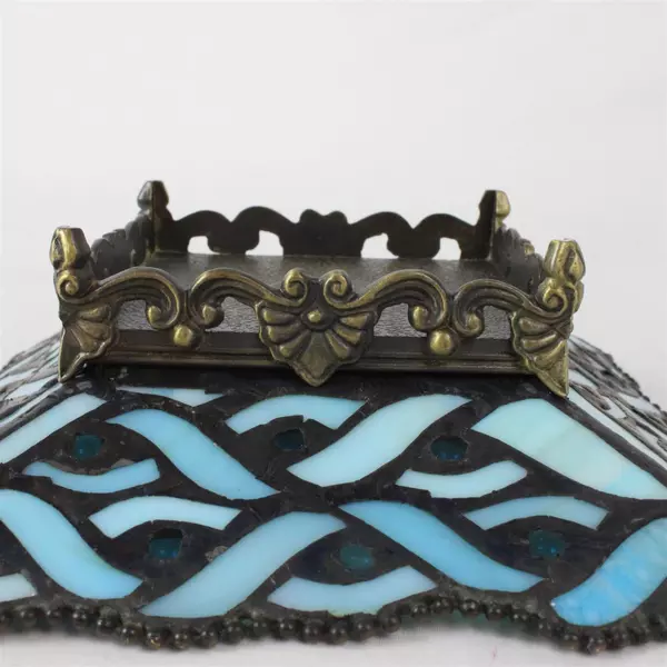 Party Lite Spring Water Blue Stained Glass Square Mosaic Pillar Candle Holder