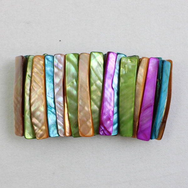 Chunky Abalone Mother of Pearl Shell Stretch Bracelet Stretchy Slip On