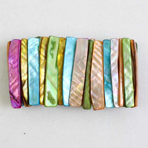 Chunky Abalone Mother of Pearl Shell Stretch Bracelet Stretchy Slip On