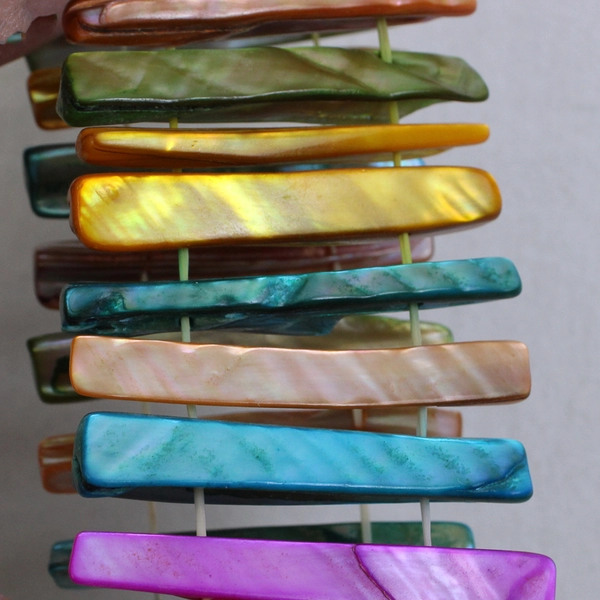 Chunky Abalone Mother of Pearl Shell Stretch Bracelet Stretchy Slip On