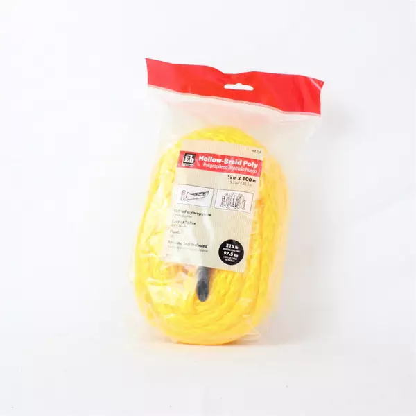 Hollow Braid Rope 100% Polypropylene 3/8 inch x 100 Feet
