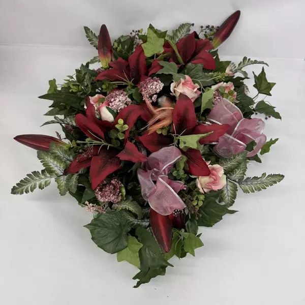 Artificial Floral Arrangement Roses Hydrangeas Lilies Greenery 27 x 22 Inches