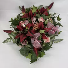 Artificial Floral Arrangement Roses Hydrangeas Lilies Greenery 27 x 22 Inches