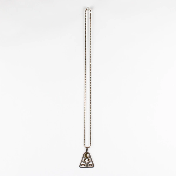 Vintage Sterling Silver Celestial Pendant Necklace Signed Toitu 30"