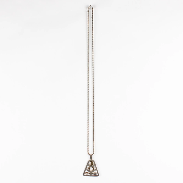 Vintage Sterling Silver Celestial Pendant Necklace Signed Toitu 30"