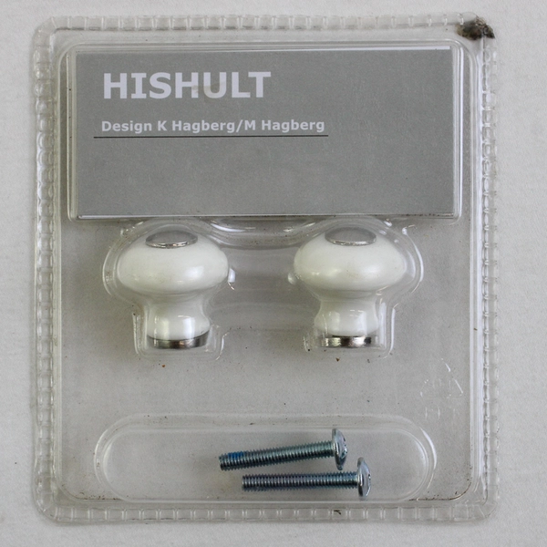 Ikea HISHULT Round Knobs Porcelain White 1" NEW 2PK Vintage Style 202.731.41