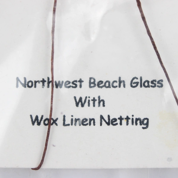 Northwest Green Beach Glass Wax Linen Netting Necklace