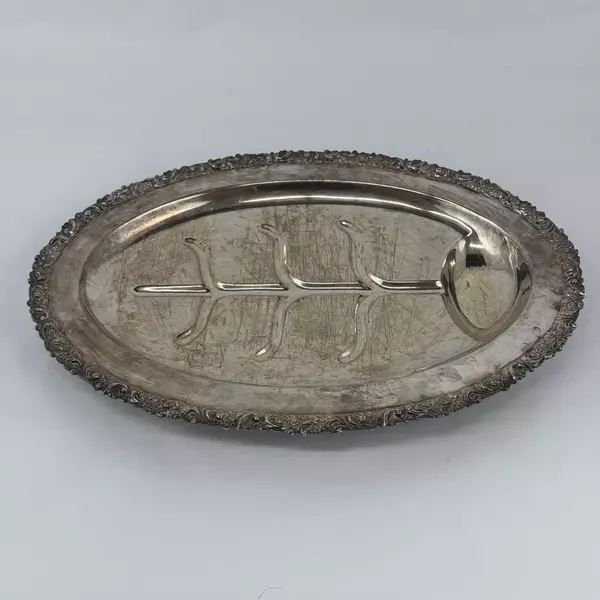 Vintage Friedman Silver Company Tree Well Silver Plate 19” Footed Oval Platter