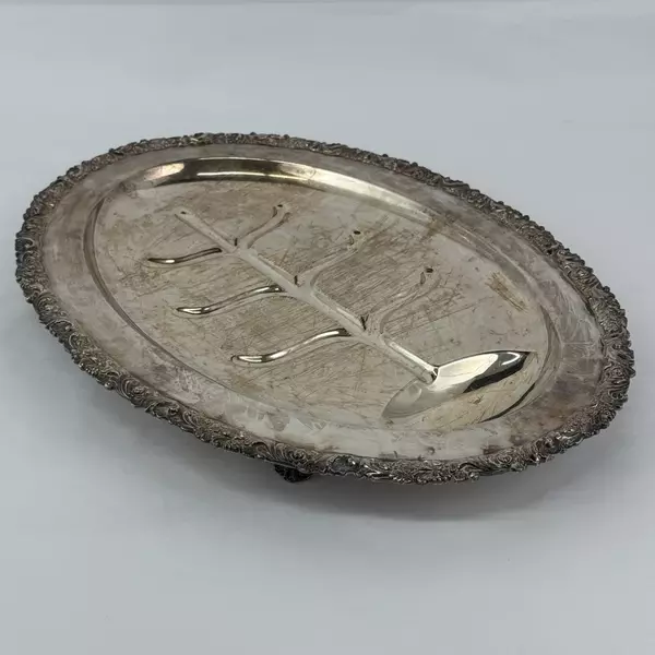 Vintage Friedman Silver Company Tree Well Silver Plate 19” Footed Oval Platter