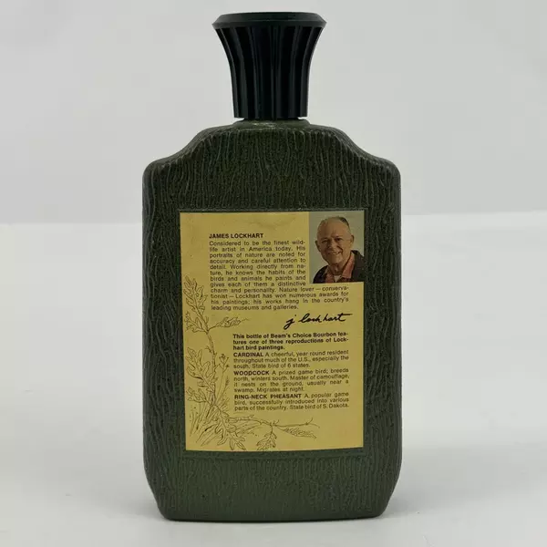 1970's Jim Beam Bourbon Whiskey Decanter With James Lockhart Cardinal Artwork